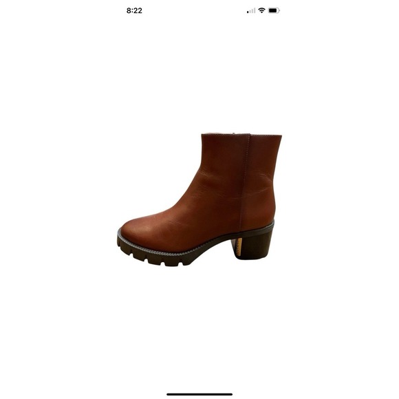 Coach Women's 9.5 B Chrissy Leather Bootie NIB Red Mocha  Zip Boho Chunky - Picture 8 of 16